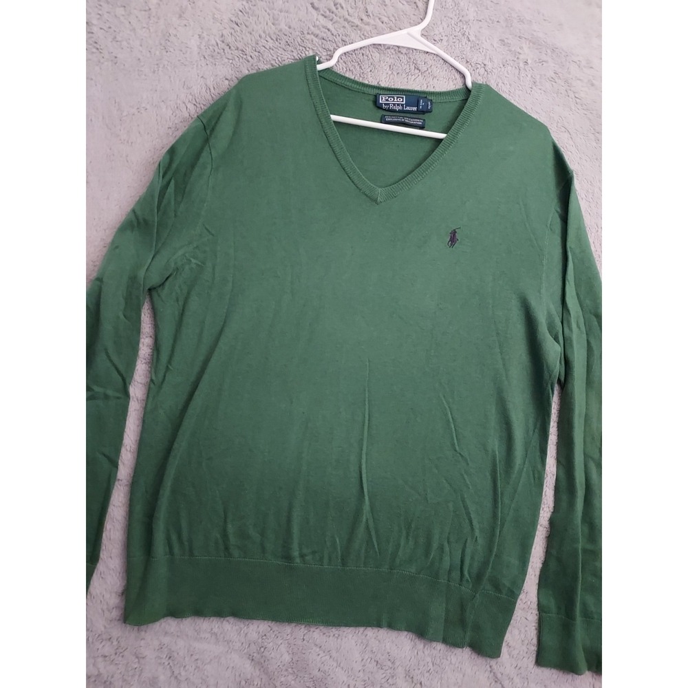 Polo Ralph Lauren Sweater Mens Medium Cotton Cashmere Blend V Neck Golf Preppy M